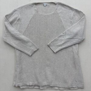 J Jill Women's XL Beige Textured Knit Cotton Blend Sweater Pullover Top Casual